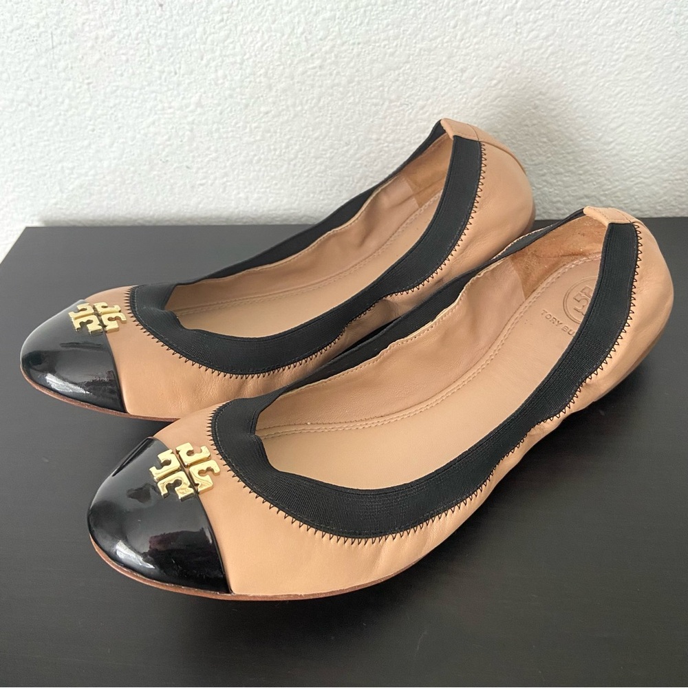 TORY BURCH Jolie Two Tone Leather Ballet Flat